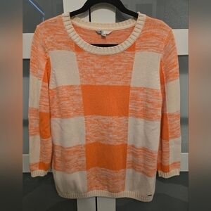 Volcom Y2K 90s Skater Motley Plaid Orange and Cream Checkered Sweater